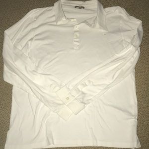 Men’s Burberry Slim Fit Long Sleeve White Polo XXL